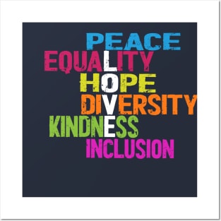 Peace Love Equality Diversity Human Rights Posters and Art